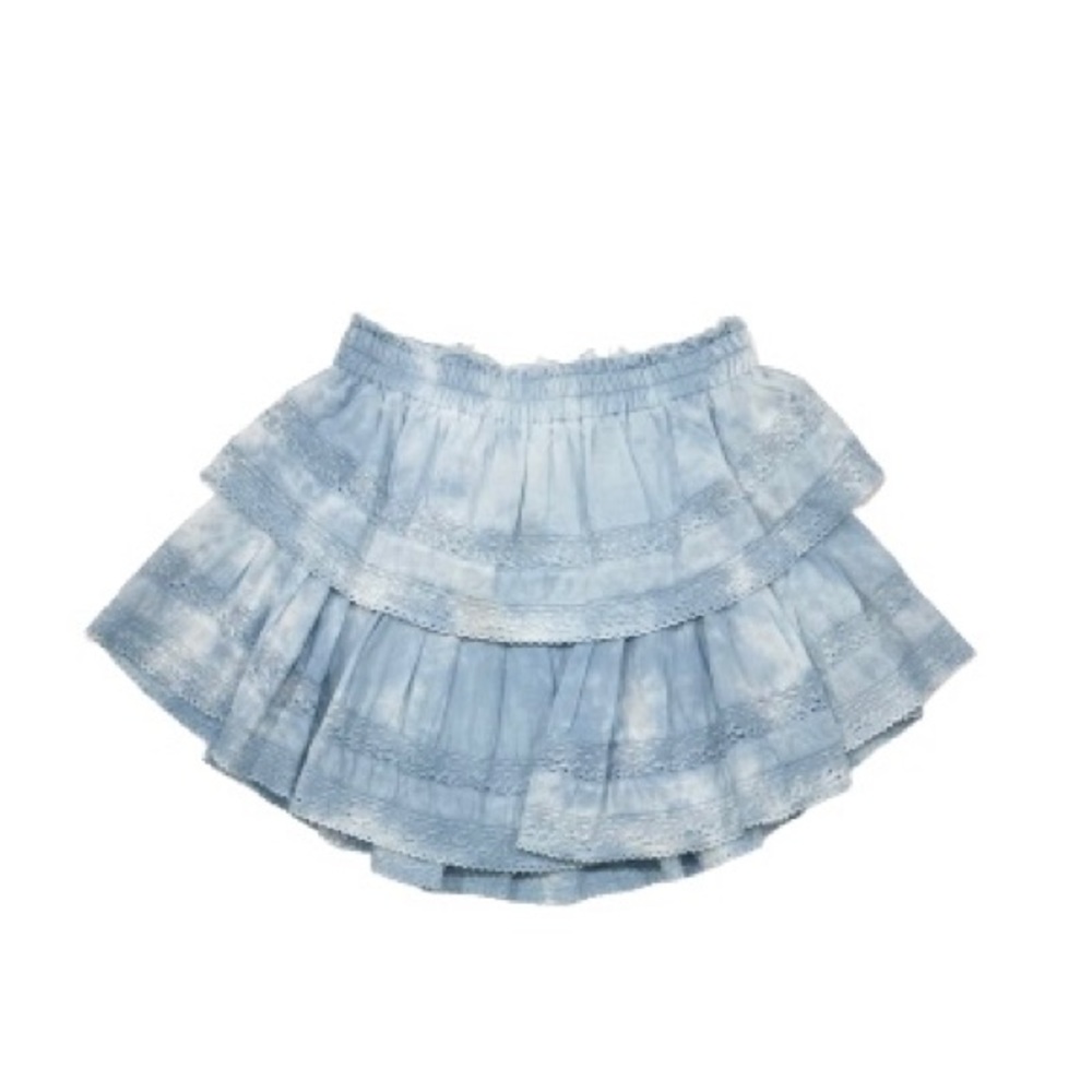 LoveShackFancy Ruffle Mini Skirt in Pacific Indigo Blue Size Petite